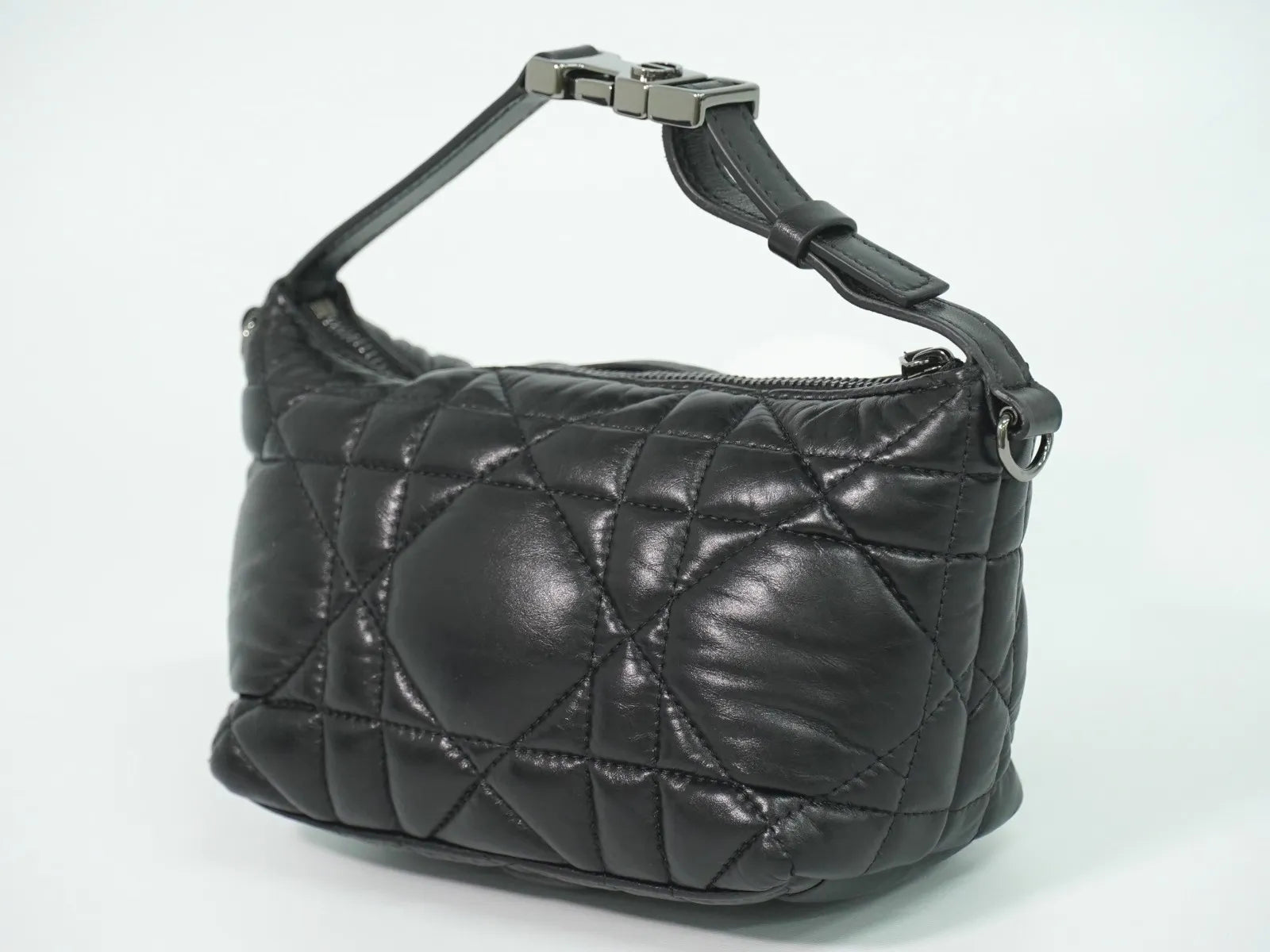 Christian Dior Diortravel Nomad Macrocannage Quilt Calfskin Black Leather Clutche & Pouche Bag (Pre-Owned)
