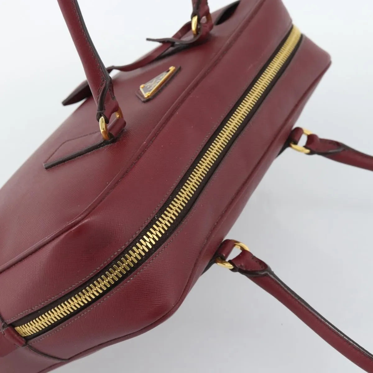 Prada Bauletto Saffiano Leather Red Leather Handbag (Pre-Owned)
