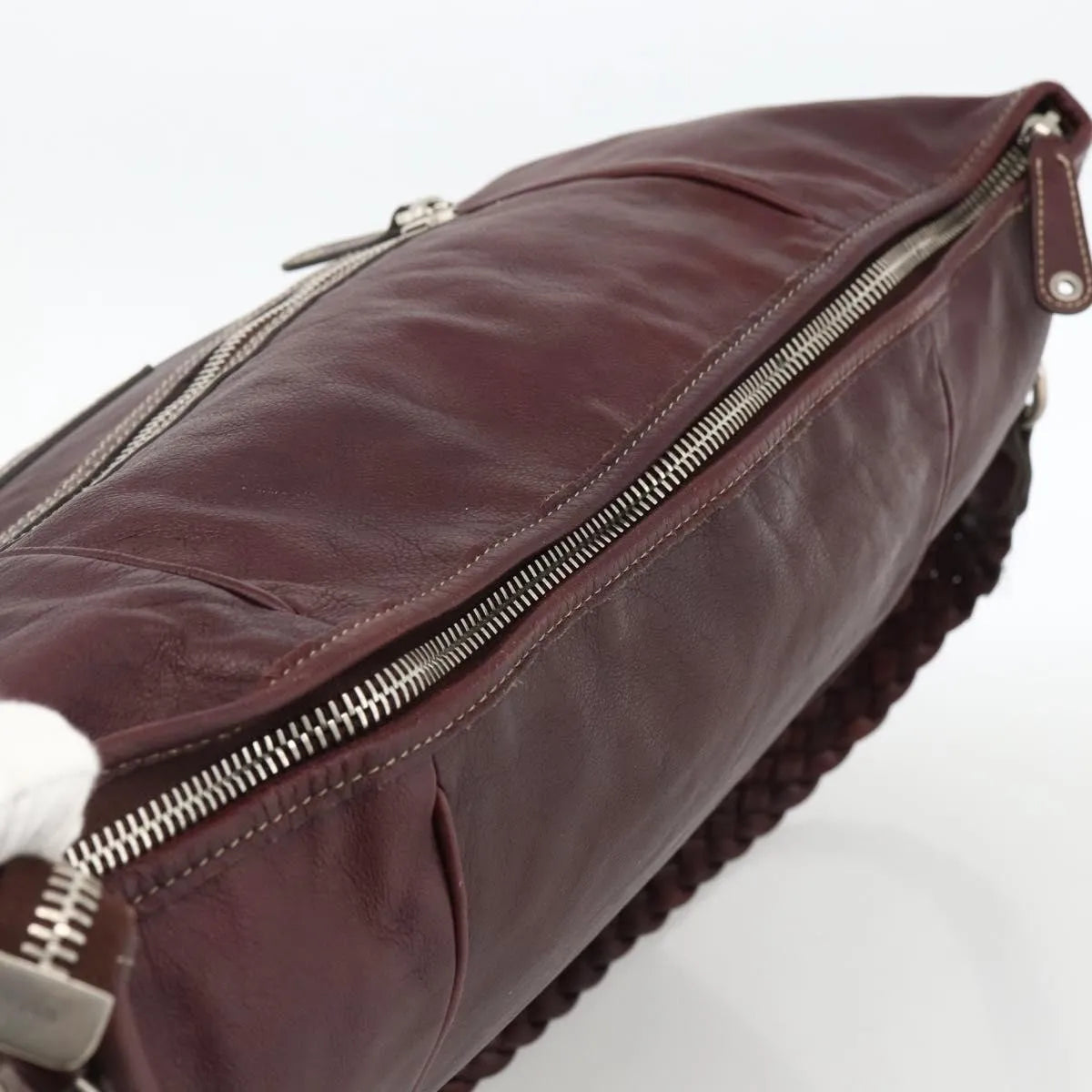 Gucci Logo Crest Messenger Leather Burgundy Leather Shoulder Bag Bag (Pre-Owned)