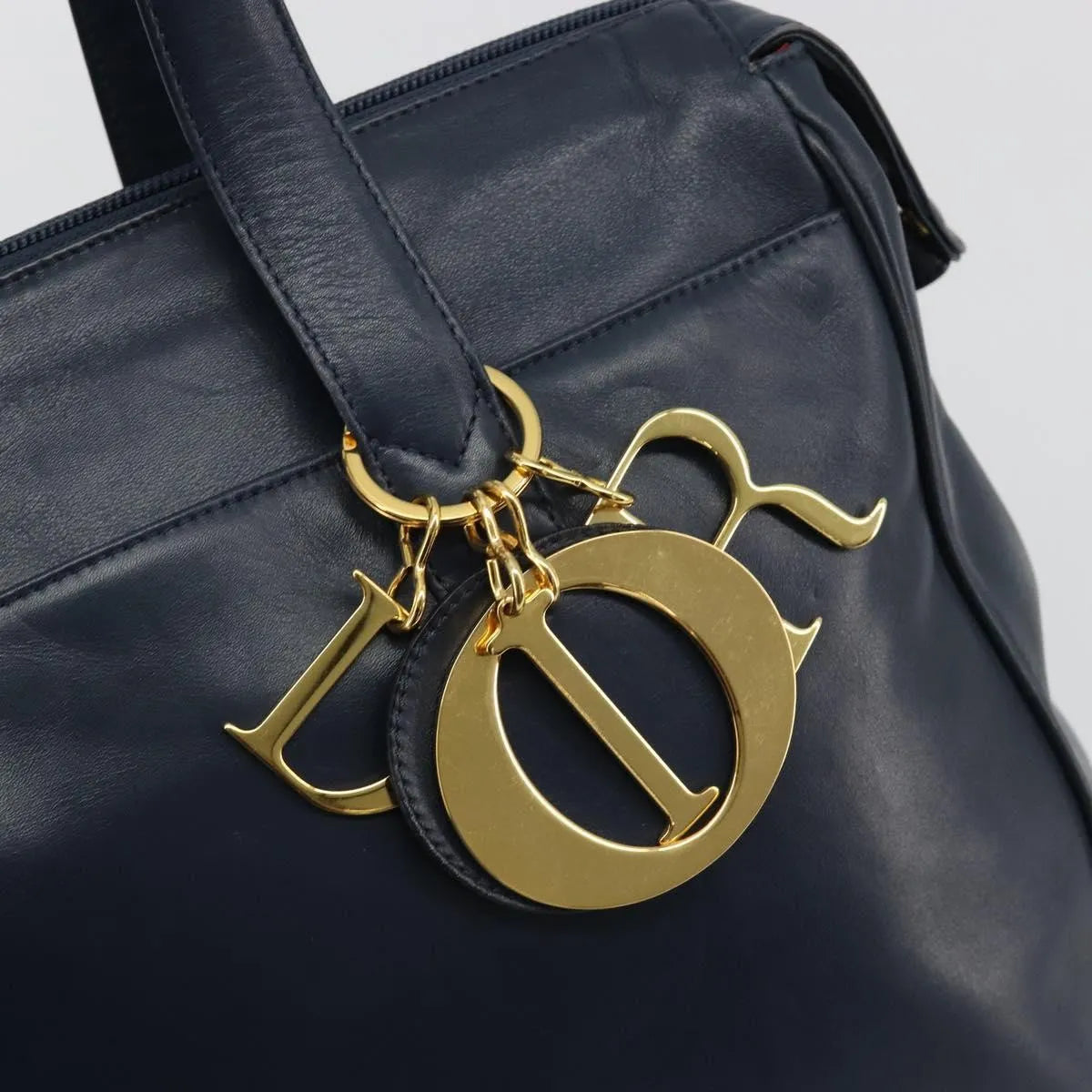 Christian Dior Vintage Leather Navy Leather Handbag (Pre-Owned)