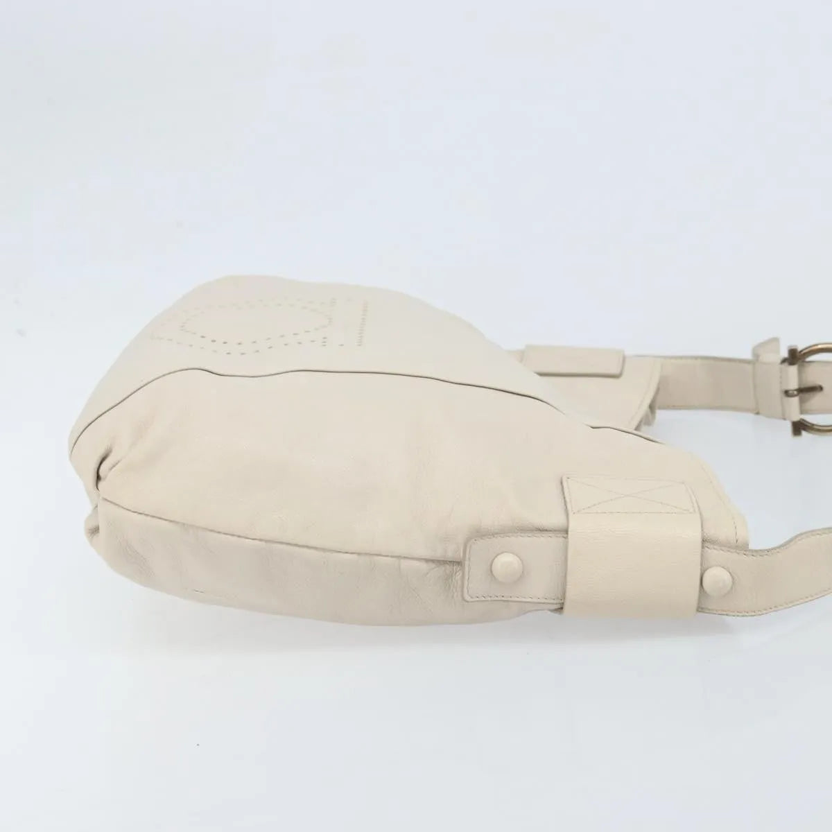 Salvatore Ferragamo Vintage Gancini Hobo Leather White Leather Shoulder Bag Bag (Pre-Owned)