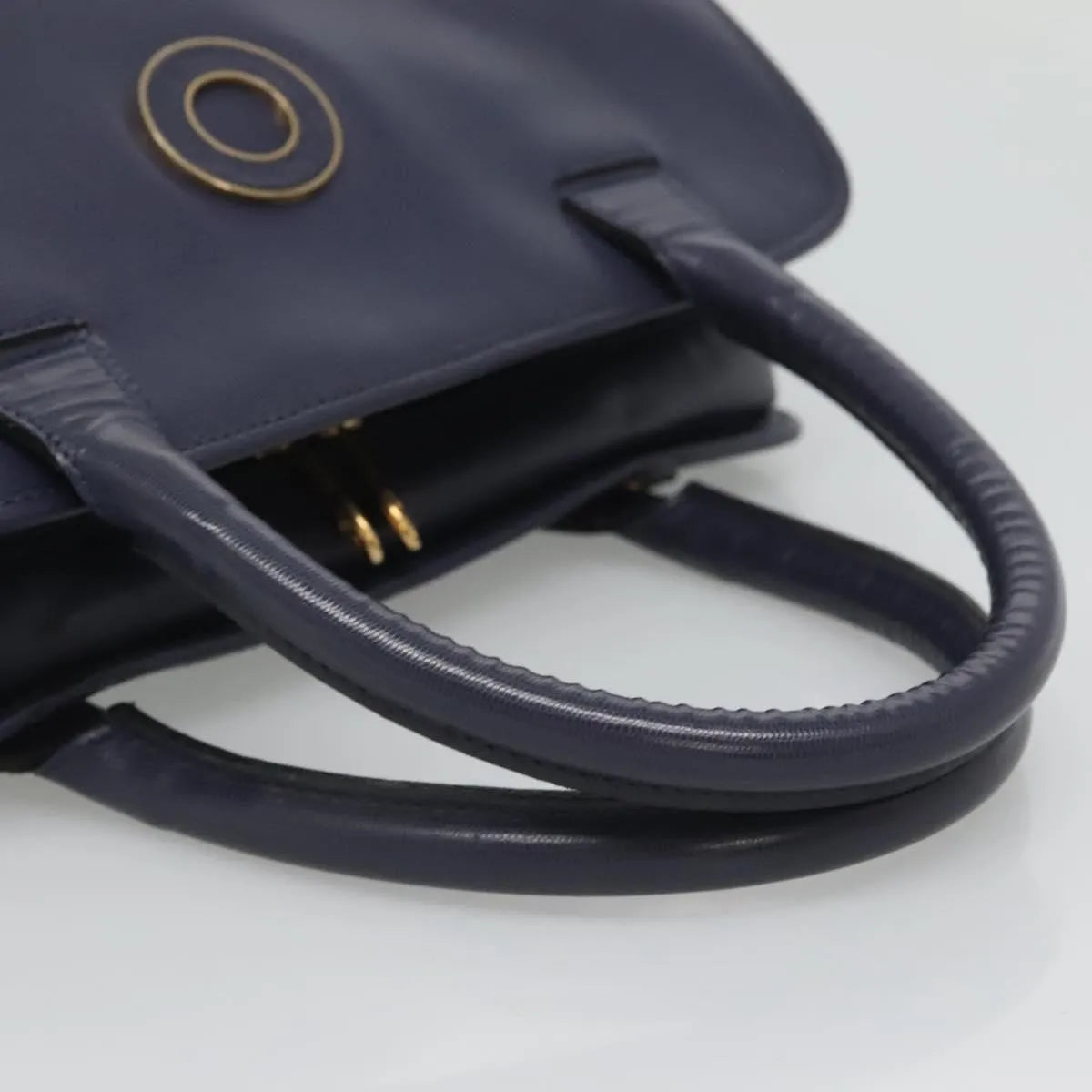Celine Circle Logo Leather Blue Leather Handbag (Pre-Owned)