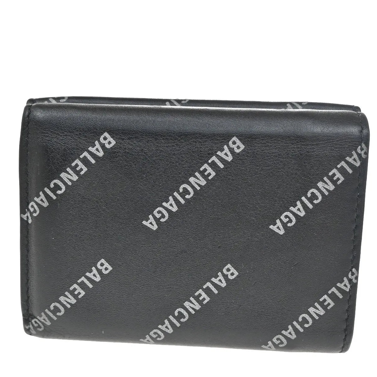 Balenciaga Trifold Leather Black Leather Wallets Accessory (Pre-Owned)