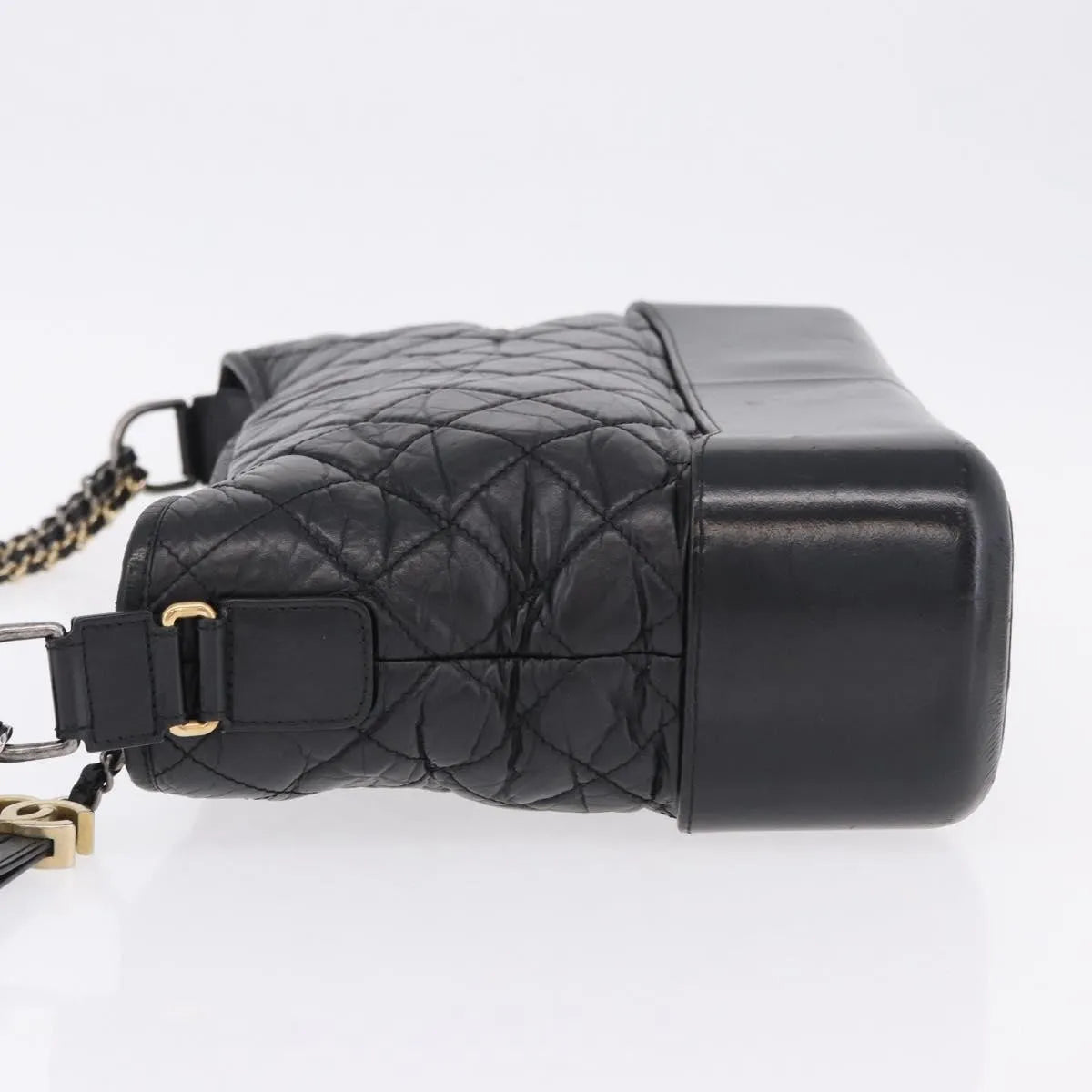 Chanel Gabrielle Hobo Quilted Aged Calfskin Black Leather Shoulder Bag Bag (Pre-Owned)