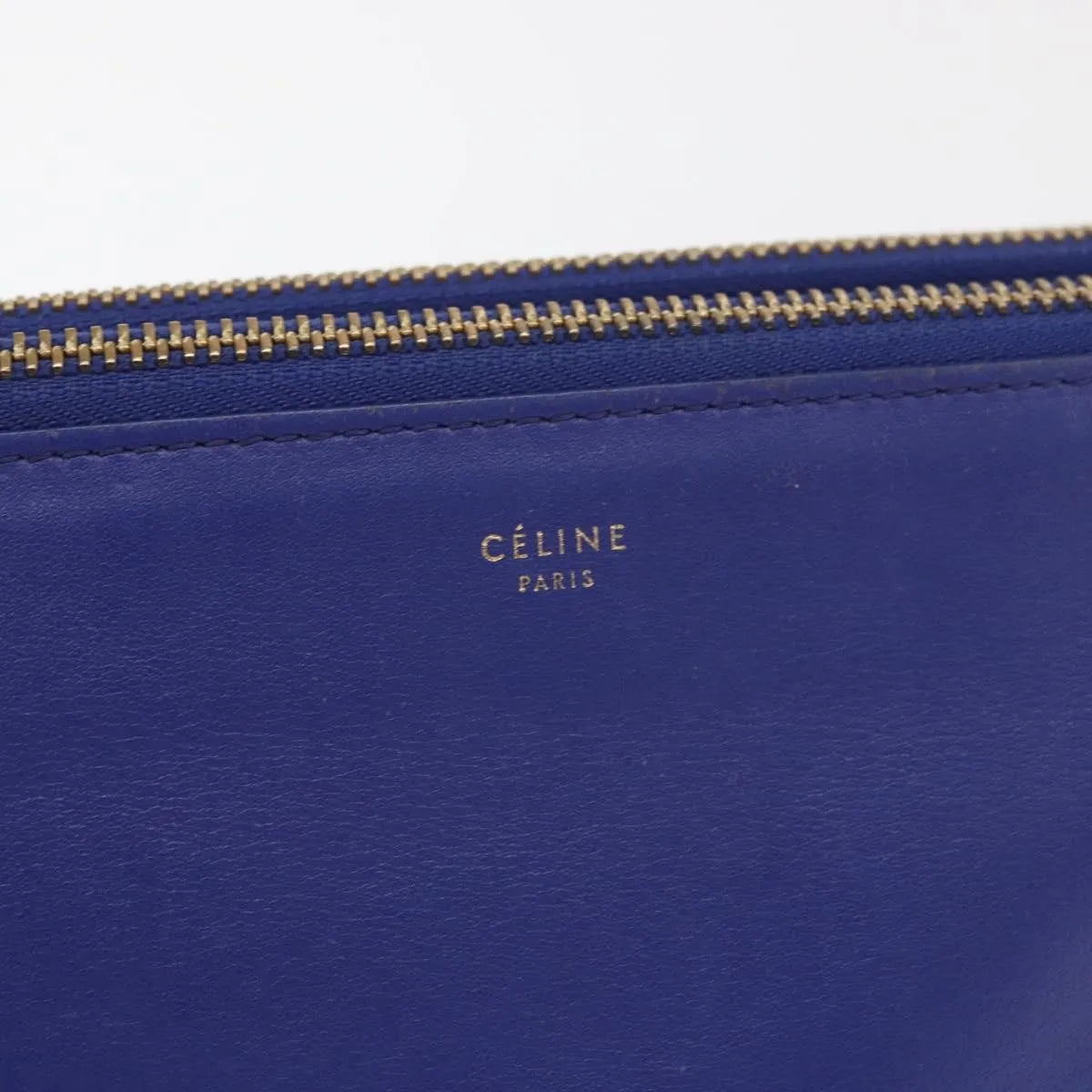 Celine Trio Leather Blue Leather Shoulder Bag Bag (Pre-Owned)