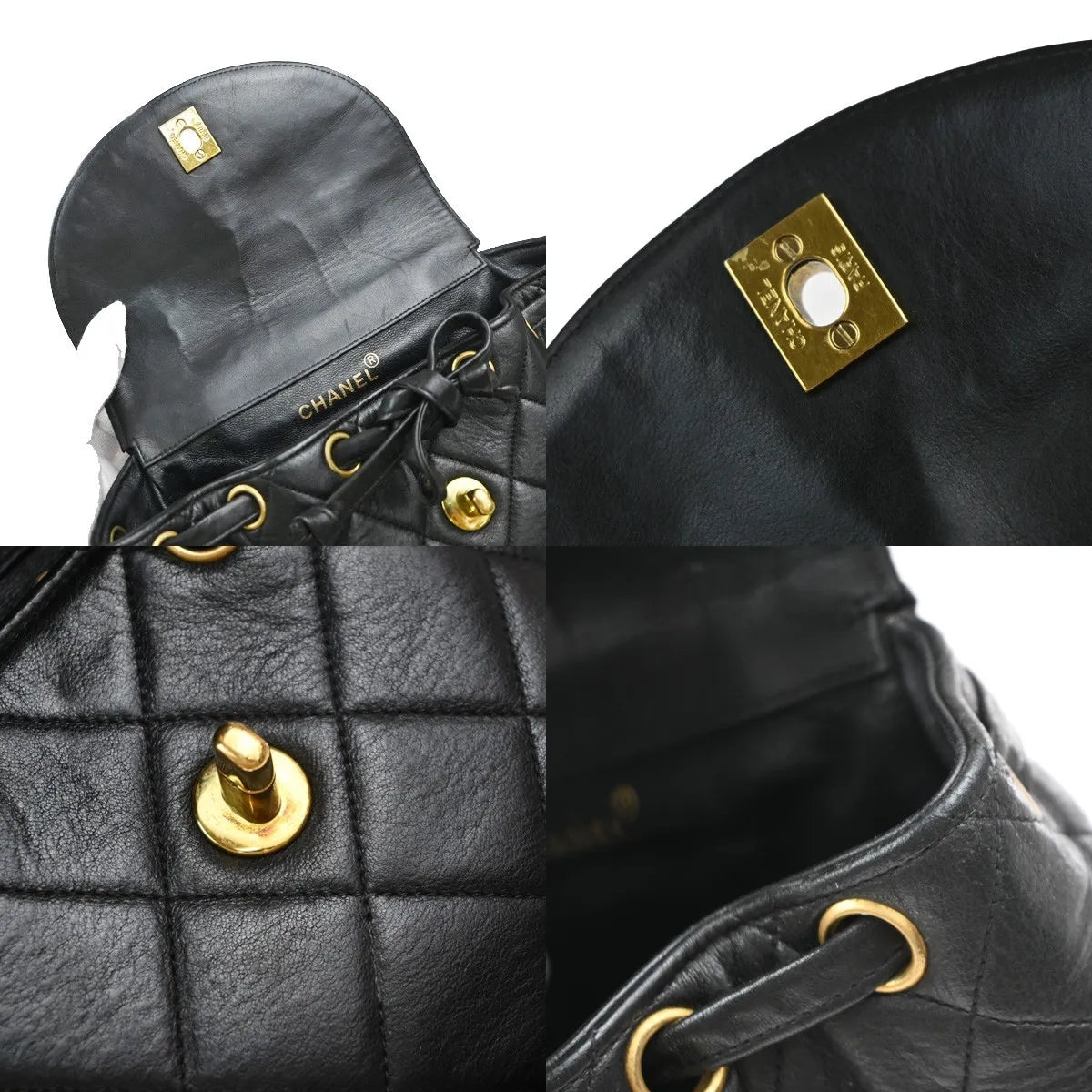 Chanel Duma Drawstring Quilted Leather Black Leather Backpack Bag (Pre-Owned)