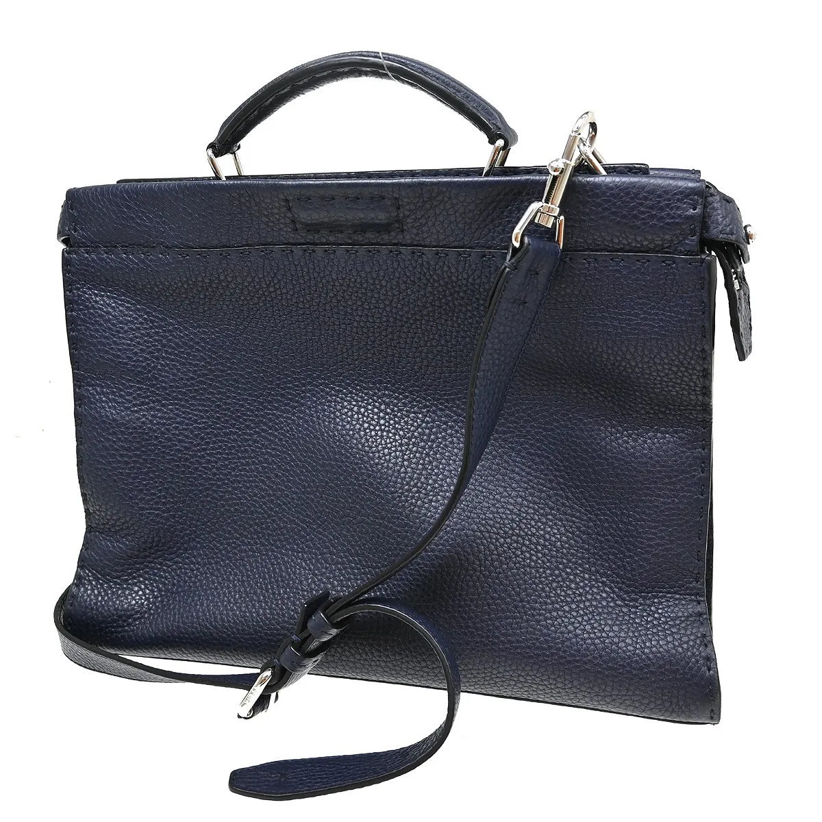 Fendi Selleria Peekaboo Fit Leather Navy Leather Handbag (Pre-Owned)