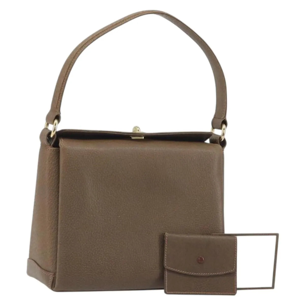 Gucci Vintage Convertible Box Leather Brown Leather Handbag (Pre-Owned)