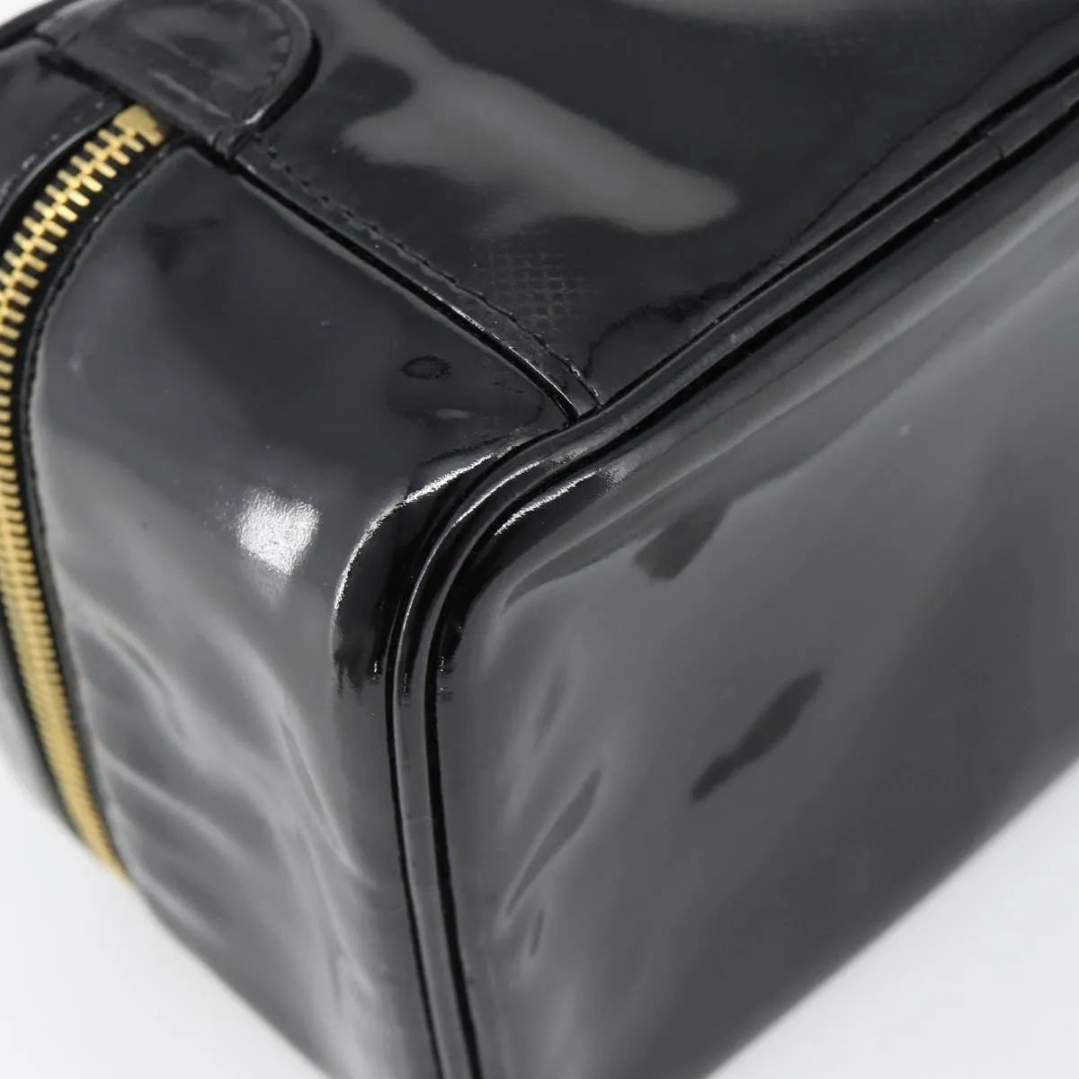 Chanel Vintage Timeless Cosmetic Case Patent Black Patent_Leather Handbag (Pre-Owned)