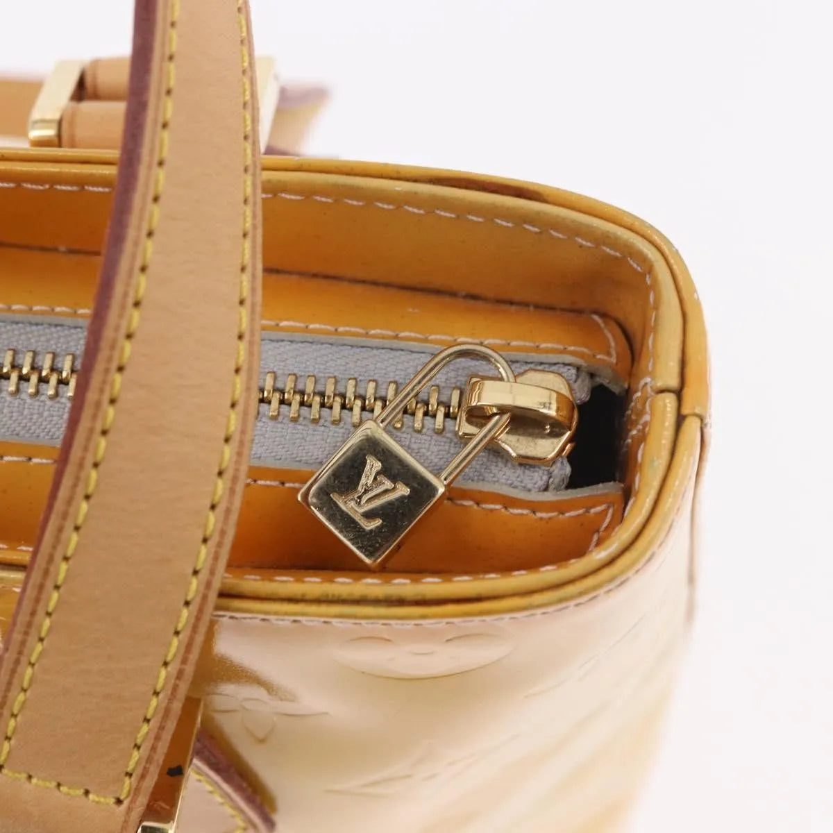 Louis Vuitton Houston Monogram Vernis Yellow Patent_Leather Handbag (Pre-Owned)