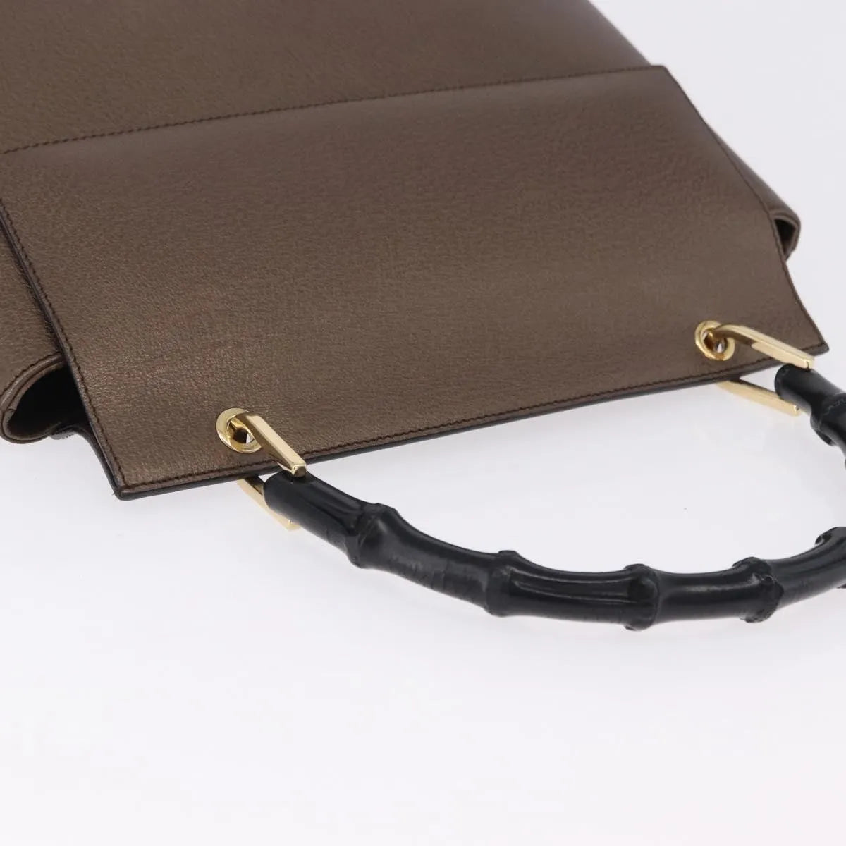 Gucci Vintage Bamboo Handle Leather Brown Leather Handbag (Pre-Owned)