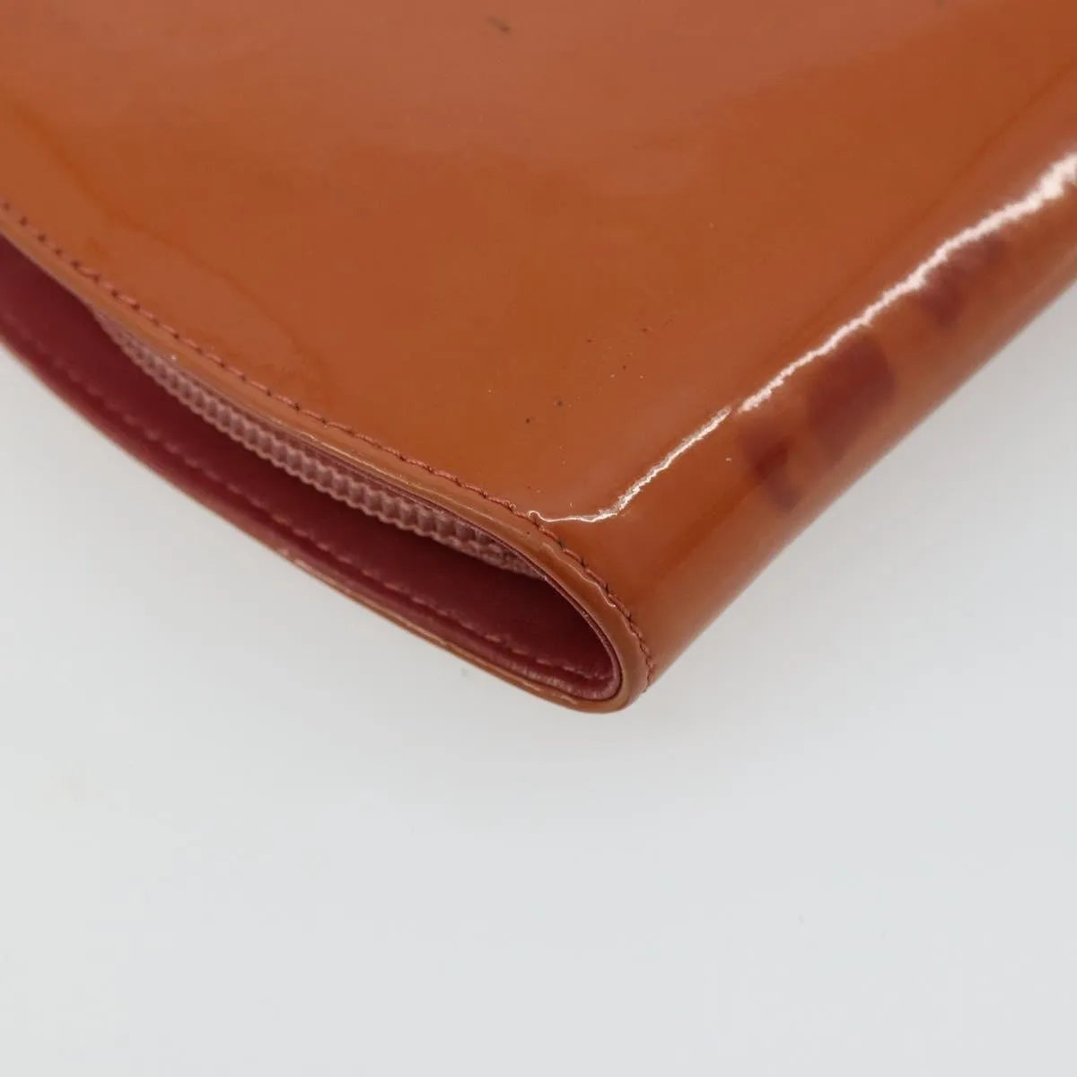 Chanel Cc Logo Zip Around Patent Orange Patent_Leather Wallets Accessory (Pre-Owned)