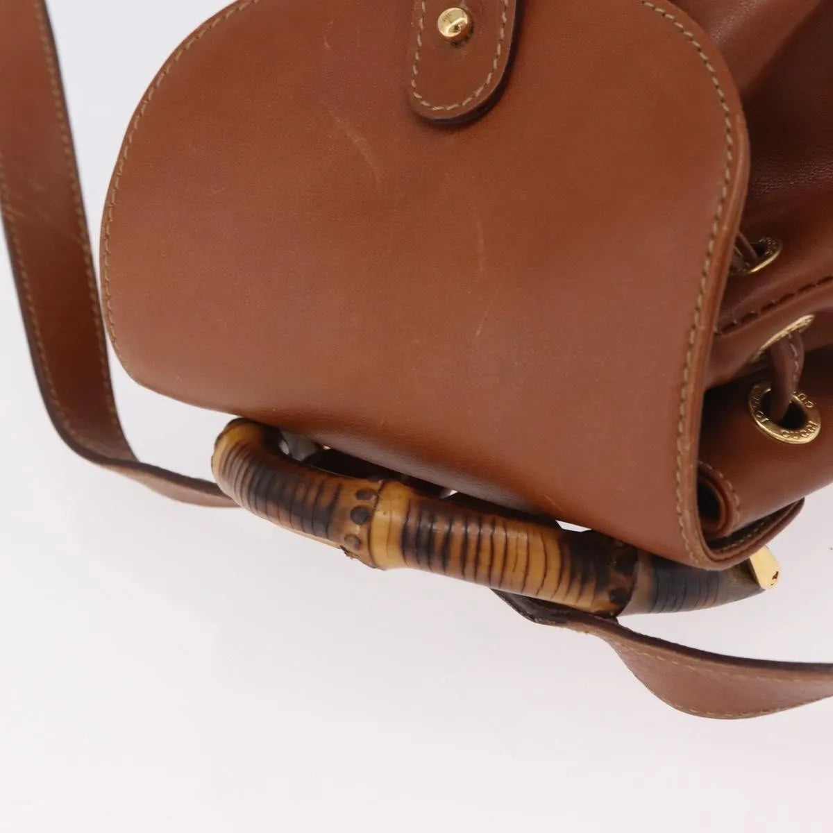 Gucci Vintage Bamboo Leather Brown Leather Backpack Bag (Pre-Owned)