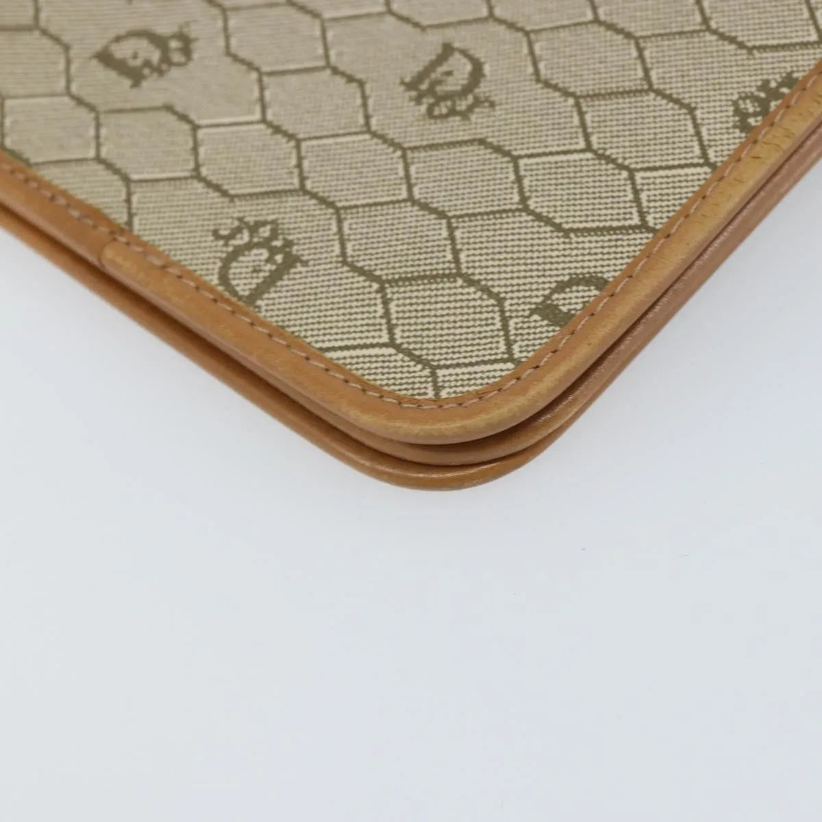 Christian Dior Vintage Honeycomb Clutch Canvas Beige Canvas Clutche & Pouche Bag (Pre-Owned)