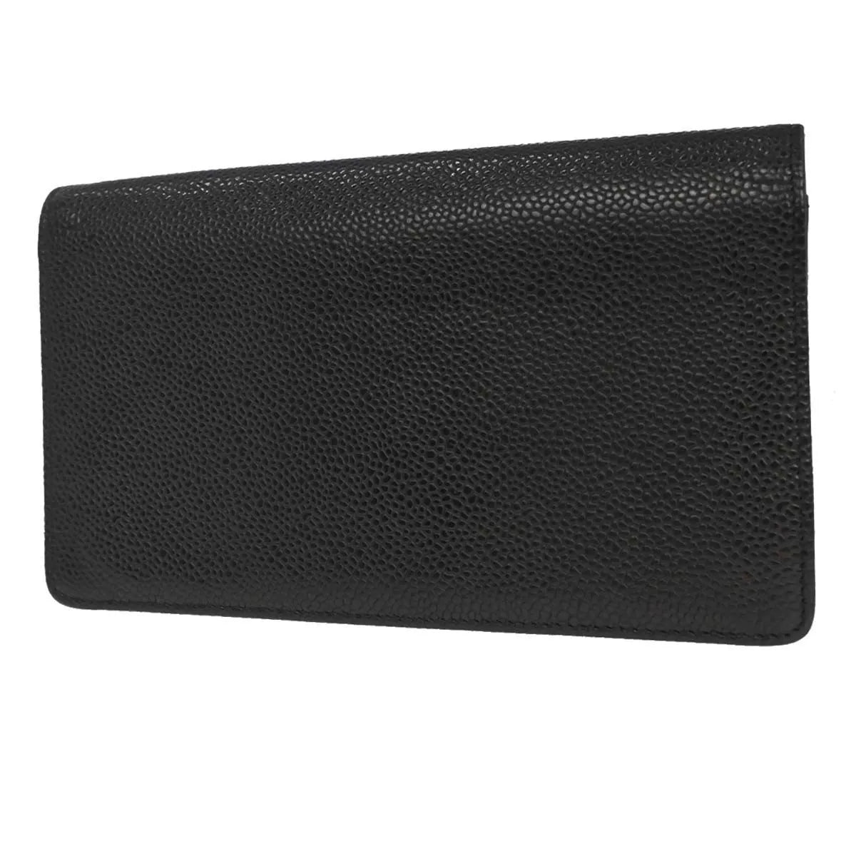 Chanel Chanel V Stitch Chevron Long Bifold Wallet Pink Chevron Black Calfskin Wallets Accessory (Pre-Owned)