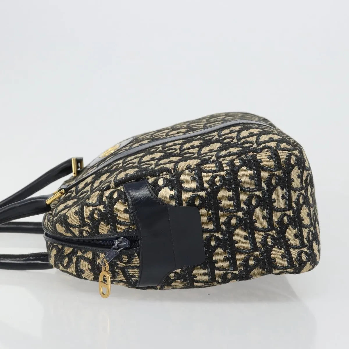 Christian Dior Vintage Trotter Boston Diorissimo Canvas Navy Canvas Handbag (Pre-Owned)