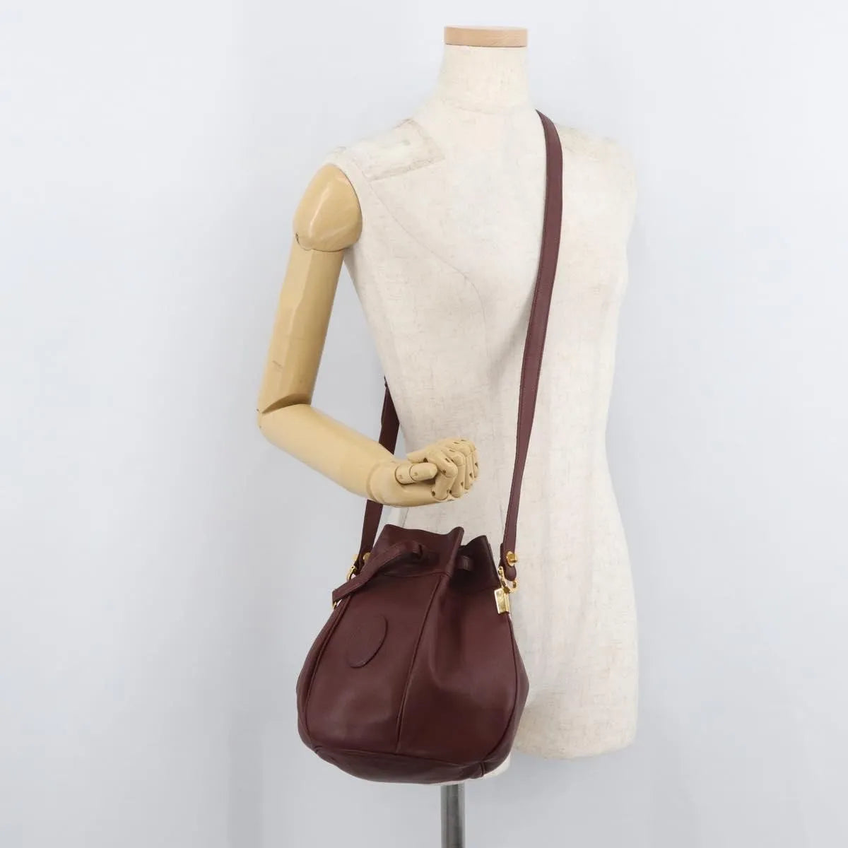 Cartier Must De Cartier Leather Burgundy Leather Shoulder Bag Bag (Pre-Owned)