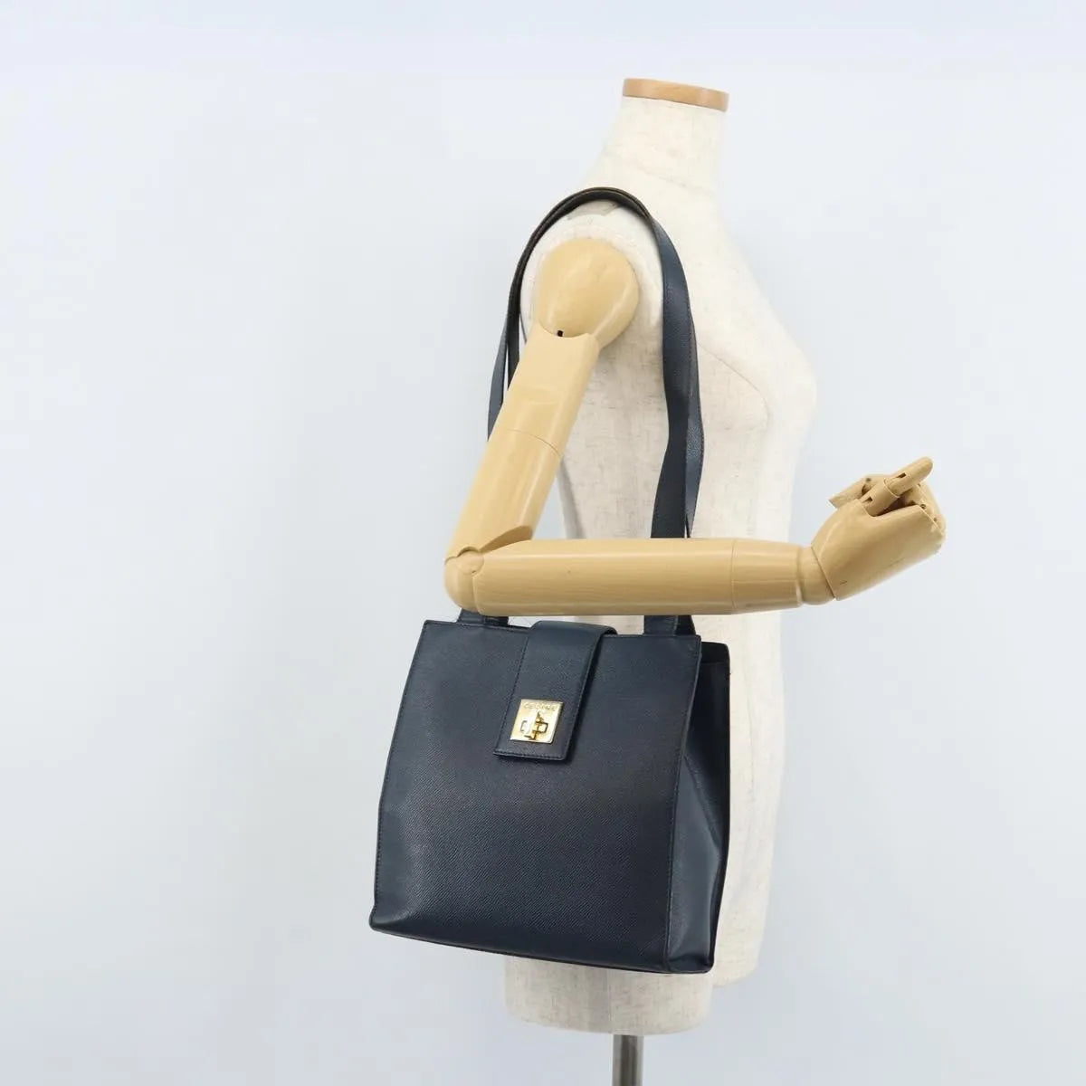 Celine Vintage Leather Navy Leather Shoulder Bag Bag (Pre-Owned)