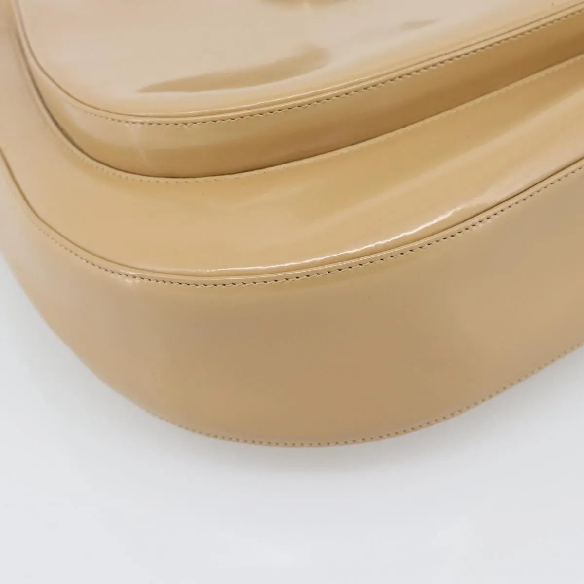 Salvatore Ferragamo Gancini Patent Leather Beige Patent_Leather Shoulder Bag Bag (Pre-Owned)