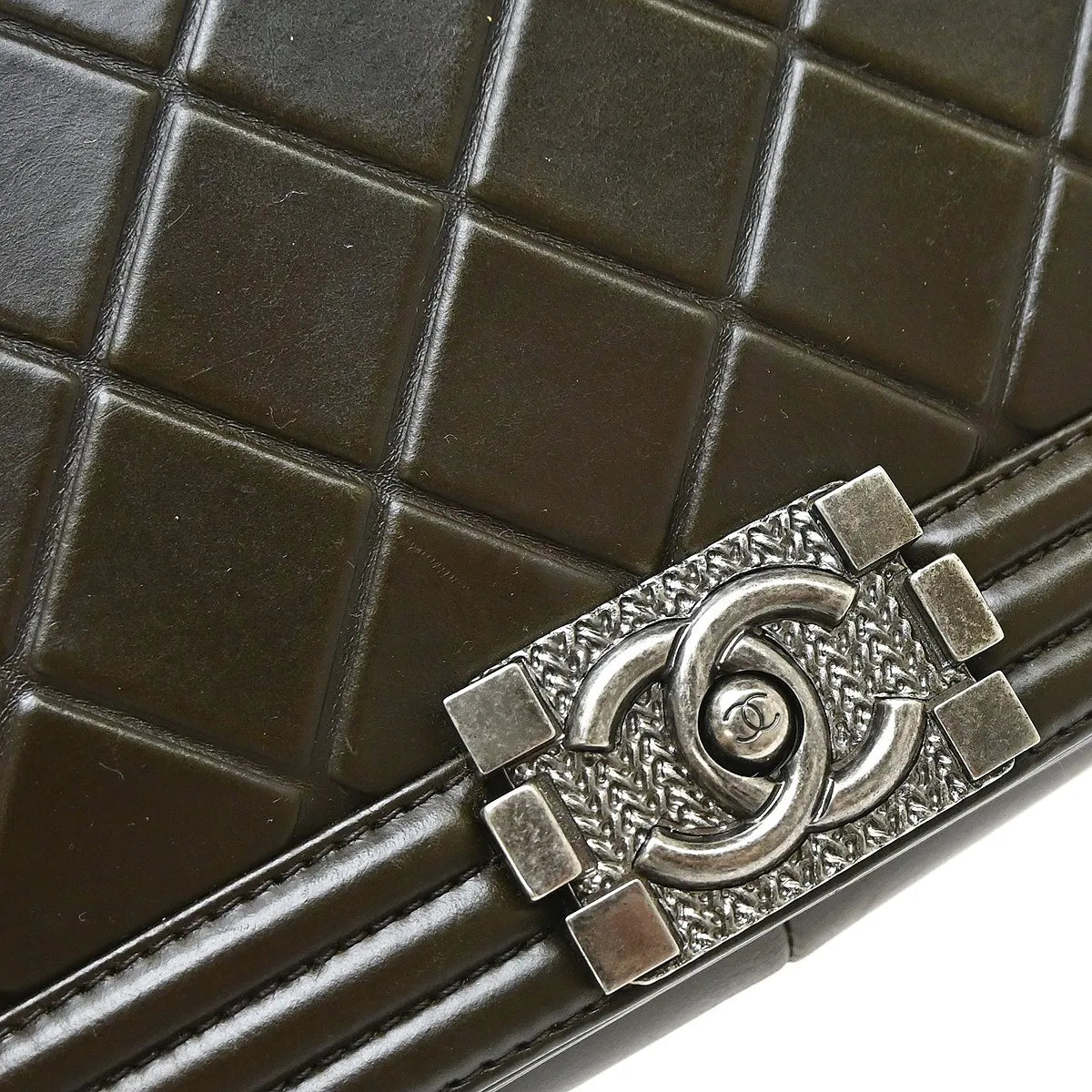 Chanel Paris-Salzburg Boy Flap Embossed Calfskin Brown Leather Shoulder Bag Bag (Pre-Owned)