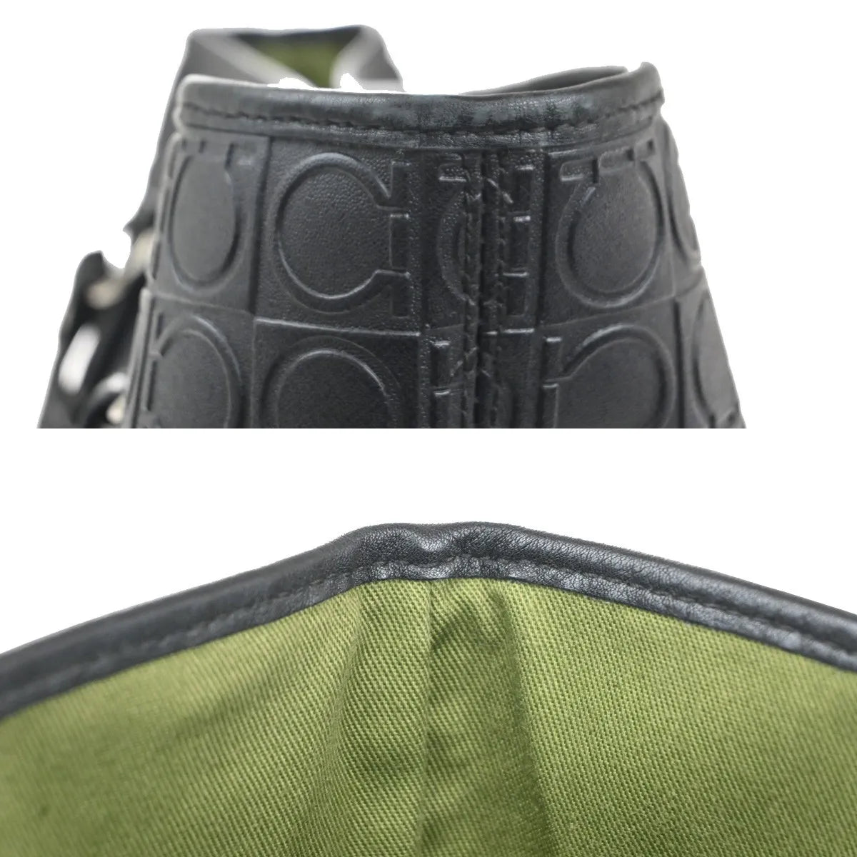 Salvatore Ferragamo Gancini Tote Gancini Canvas Black Canvas Tote Bag Bag (Pre-Owned)