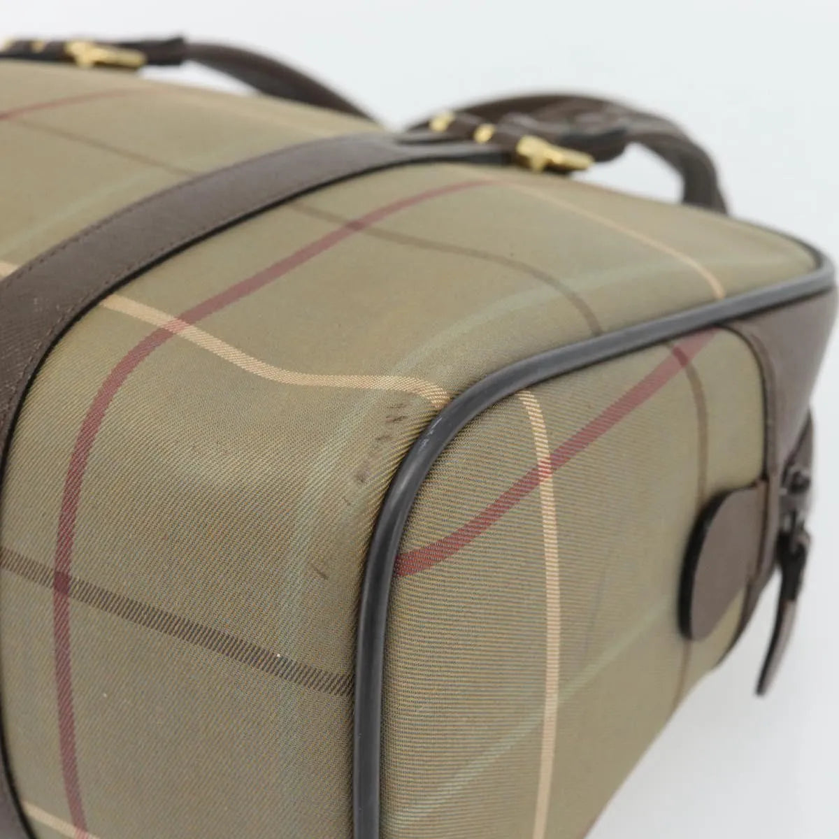 Burberry Nova Check Boston Canvas Beige Canvas Handbag (Pre-Owned)