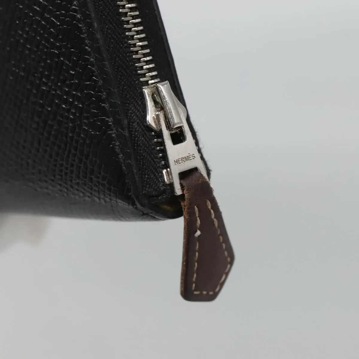 Hermes Azap Zip Around Wallet Silk'in Epsom Black Leather Wallets Accessory (Pre-Owned)