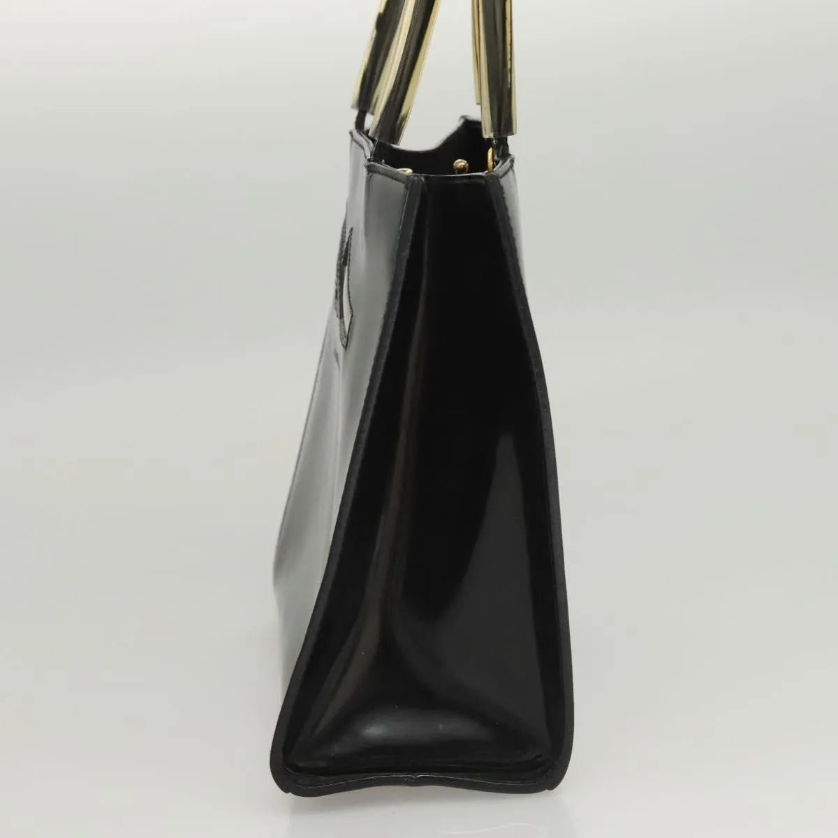 Salvatore Ferragamo Vintage Patent Leather Black Patent_Leather Handbag (Pre-Owned)