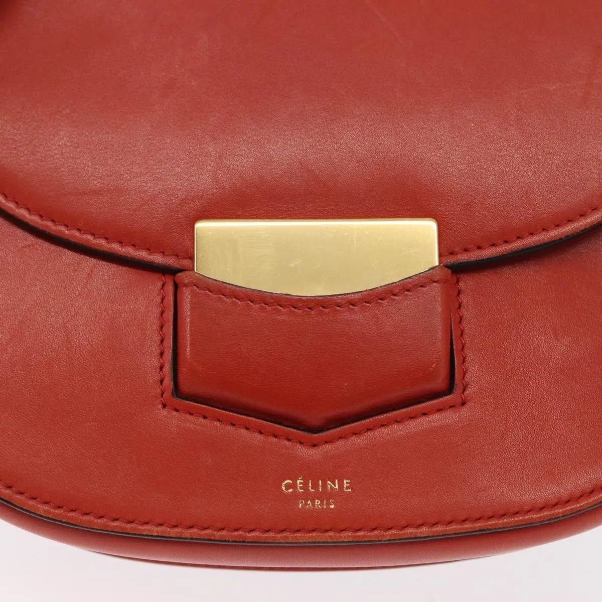 Celine Trotteur Messenger Calfskin Orange Leather Shoulder Bag Bag (Pre-Owned)