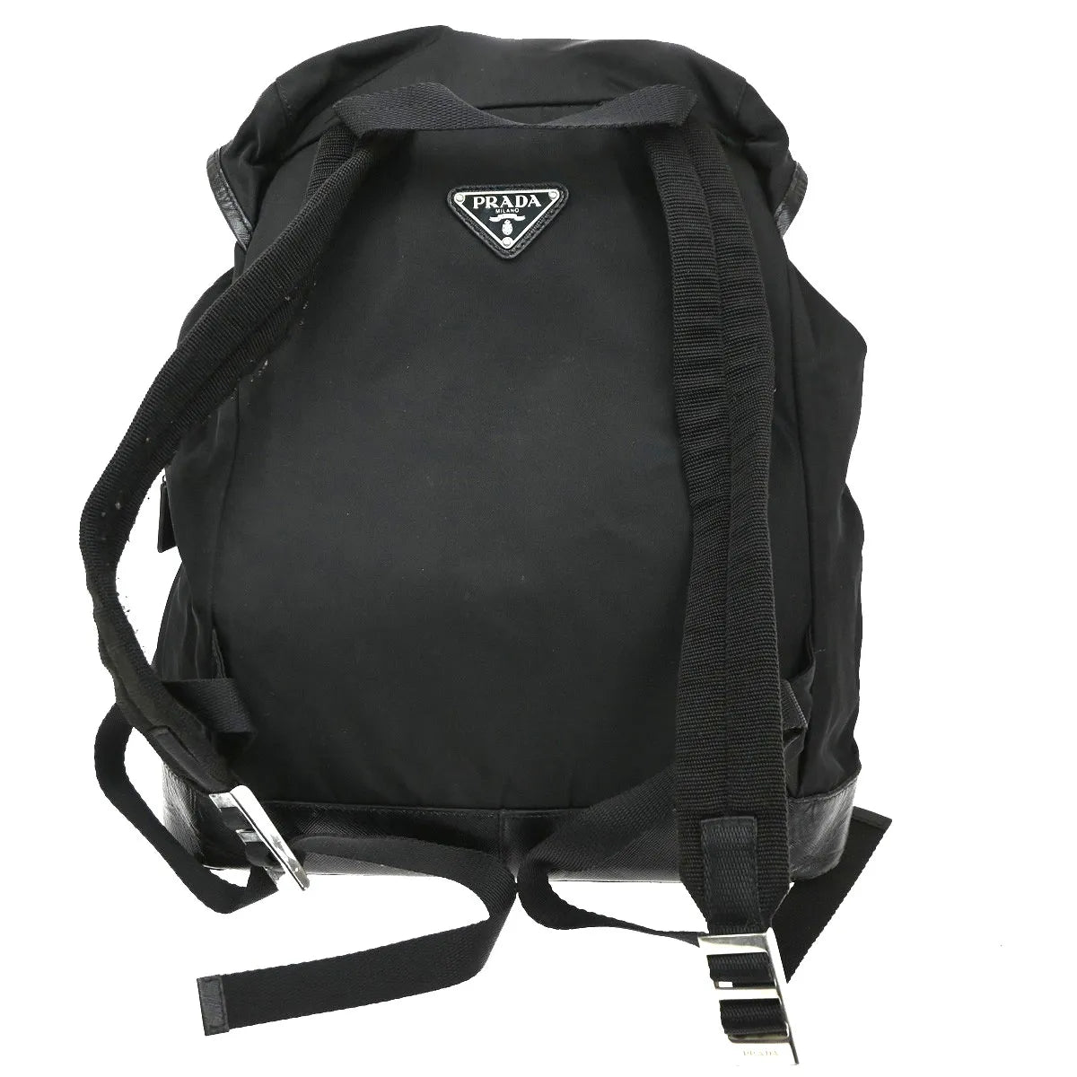 Prada Double Front Pocket Tessuto Black Nylon Backpack Bag (Pre-Owned)