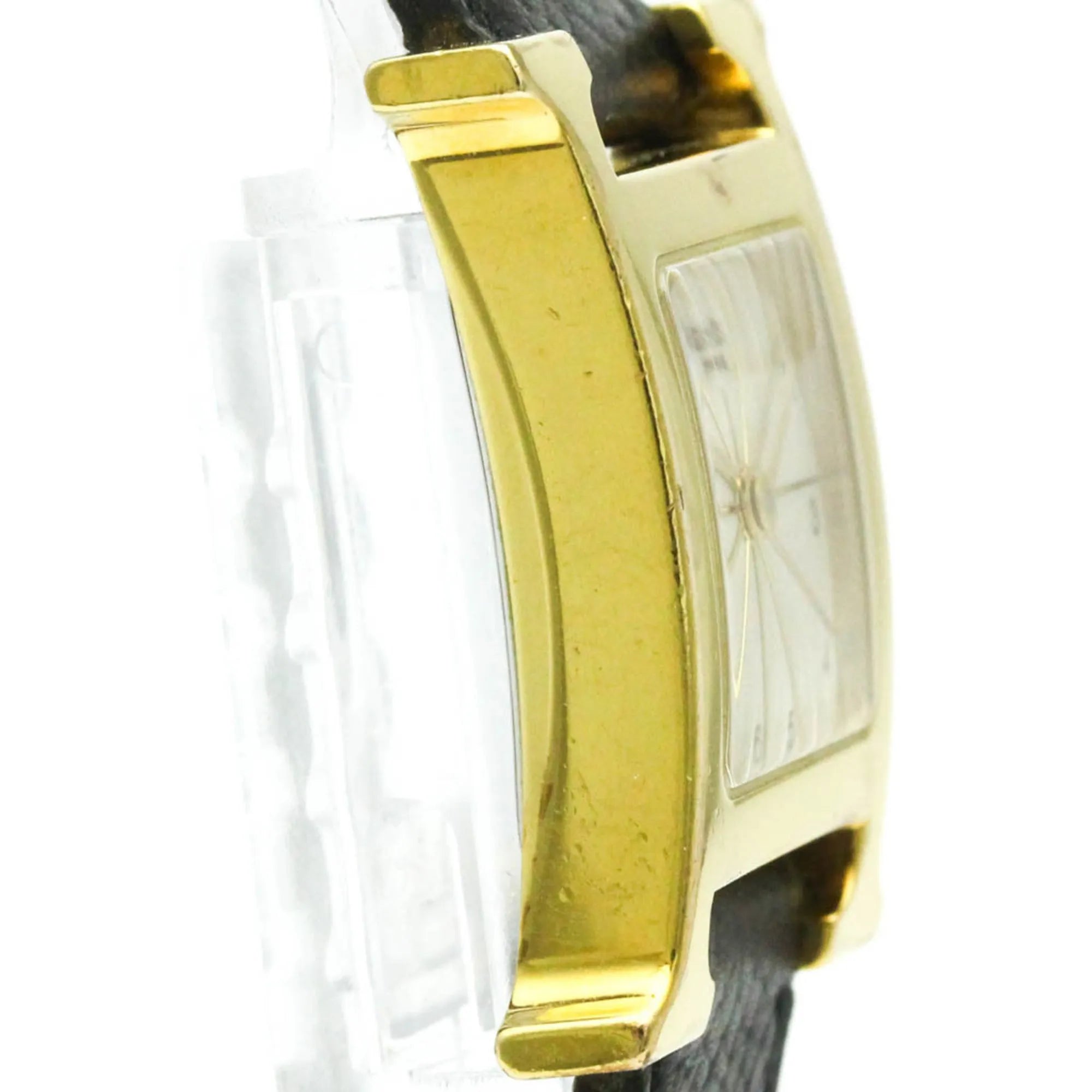 Hermes Heure H Quartz Plated Metal And Leather Watch (Pre-Owned)