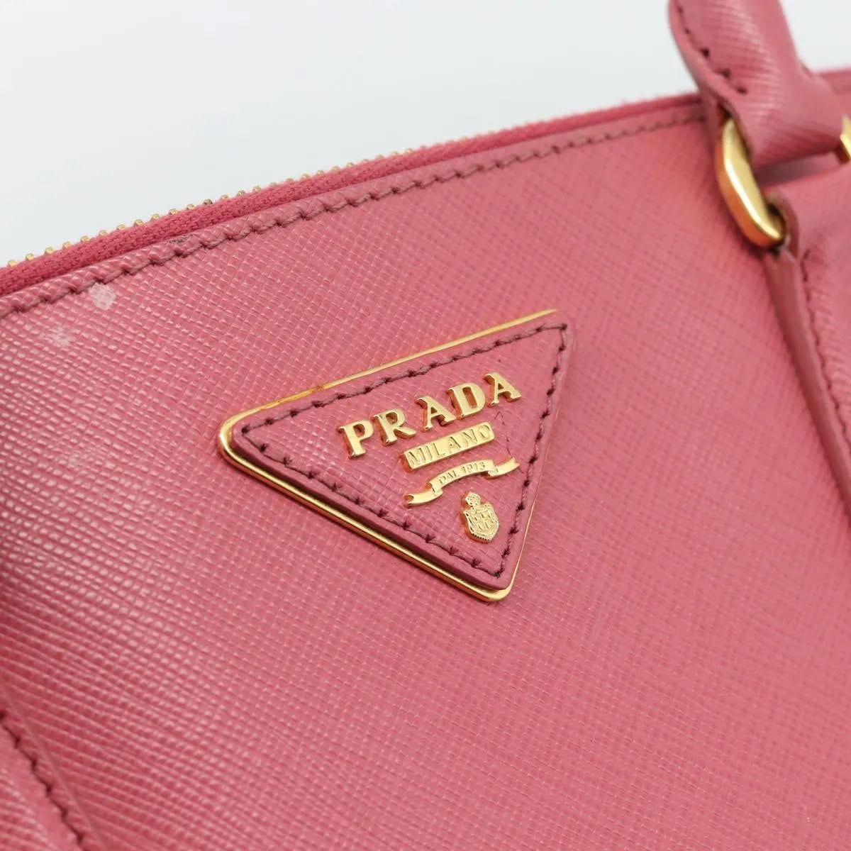 Prada Galleria Double Zip Tote Saffiano Leather Pink Leather Handbag (Pre-Owned)