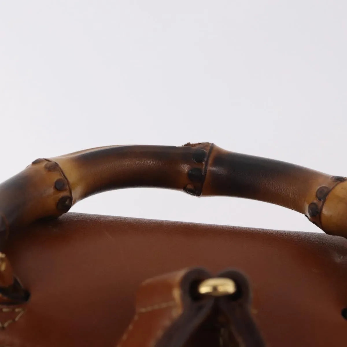 Gucci Vintage Bamboo Leather Brown Leather Backpack Bag (Pre-Owned)