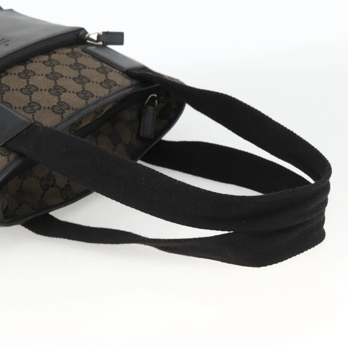 Gucci Vintage Front Pocket Tote Gg Coated Canvas With Leather Black Canvas Tote Bag Bag (Pre-Owned)