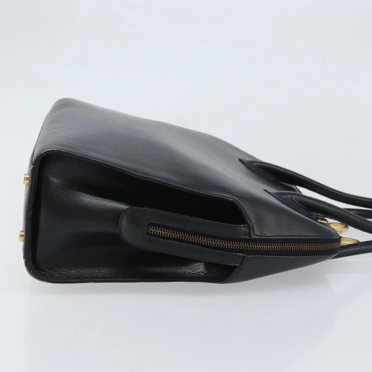 Salvatore Ferragamo Gancini Leather Black Leather Handbag (Pre-Owned)