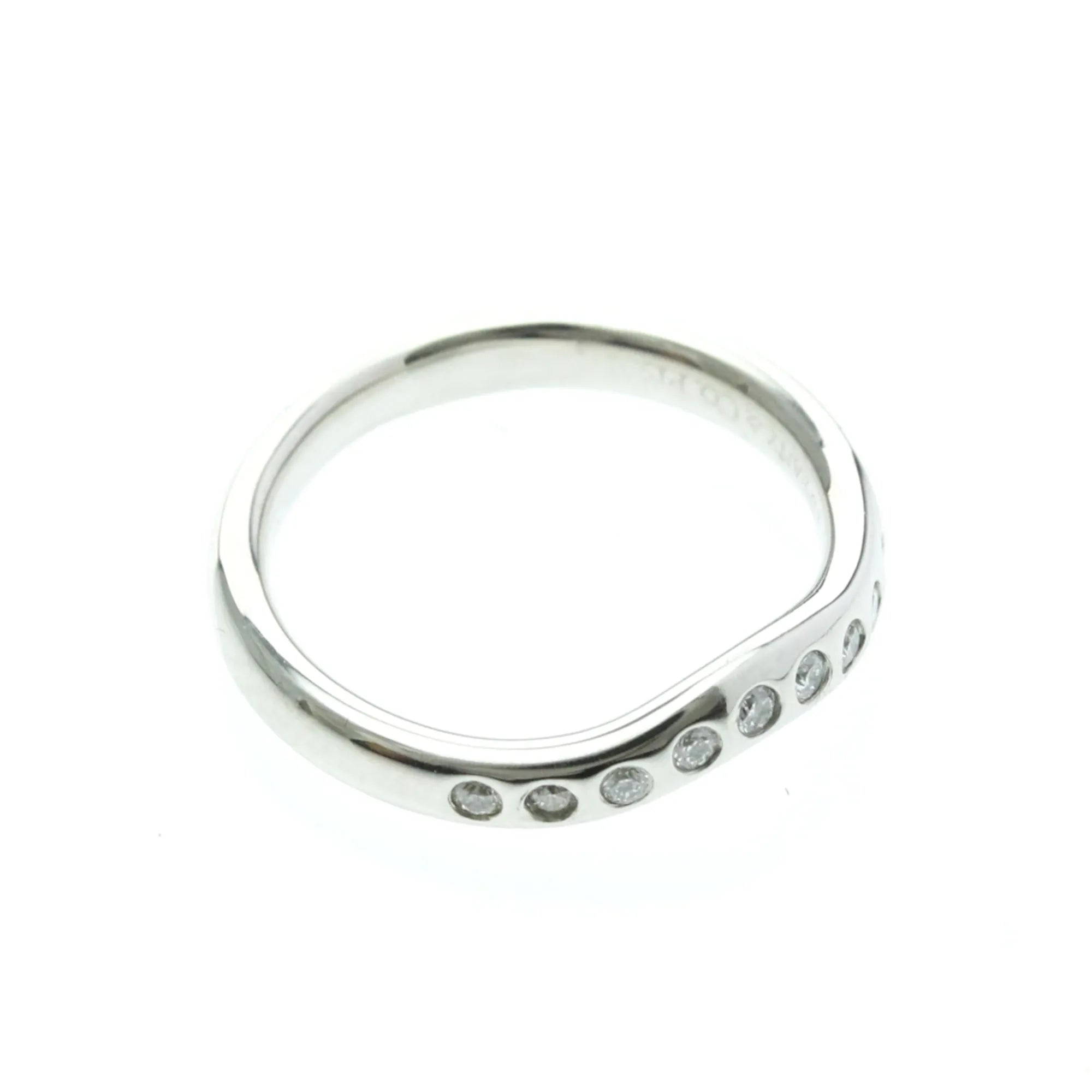 Tiffany & Co. Elsa Peretti Curved Wedding Band Platinum With Diamonds Silver Platinum Ring Jewelry (Pre-Owned)