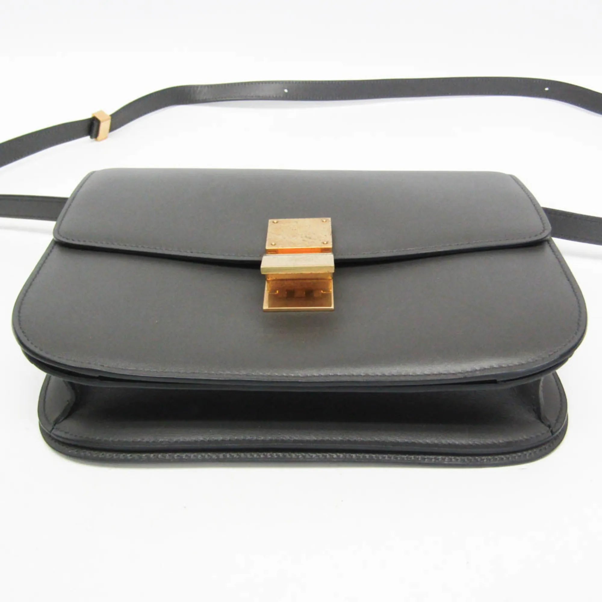Celine Classic Box Bag Smooth Leather Gray Leather Shoulder Bag Bag (Pre-Owned)