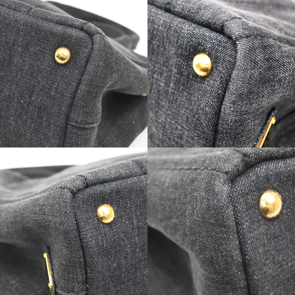 Prada Canapa Convertible Tote Denim Black Denim_Jeans Tote Bag Bag (Pre-Owned)
