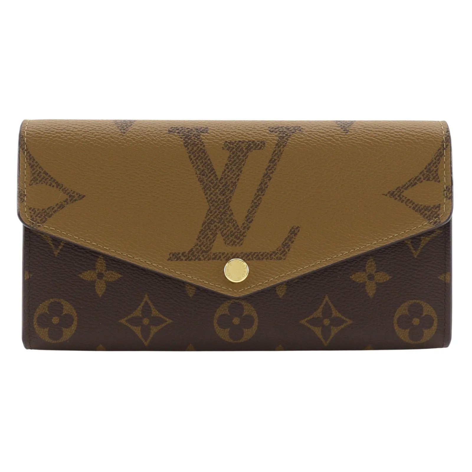 Louis Vuitton Sarah Wallet Nm Reverse Monogram Giant And Monogram Canvas Brown Canvas Wallets Accessory (Pre-Owned)