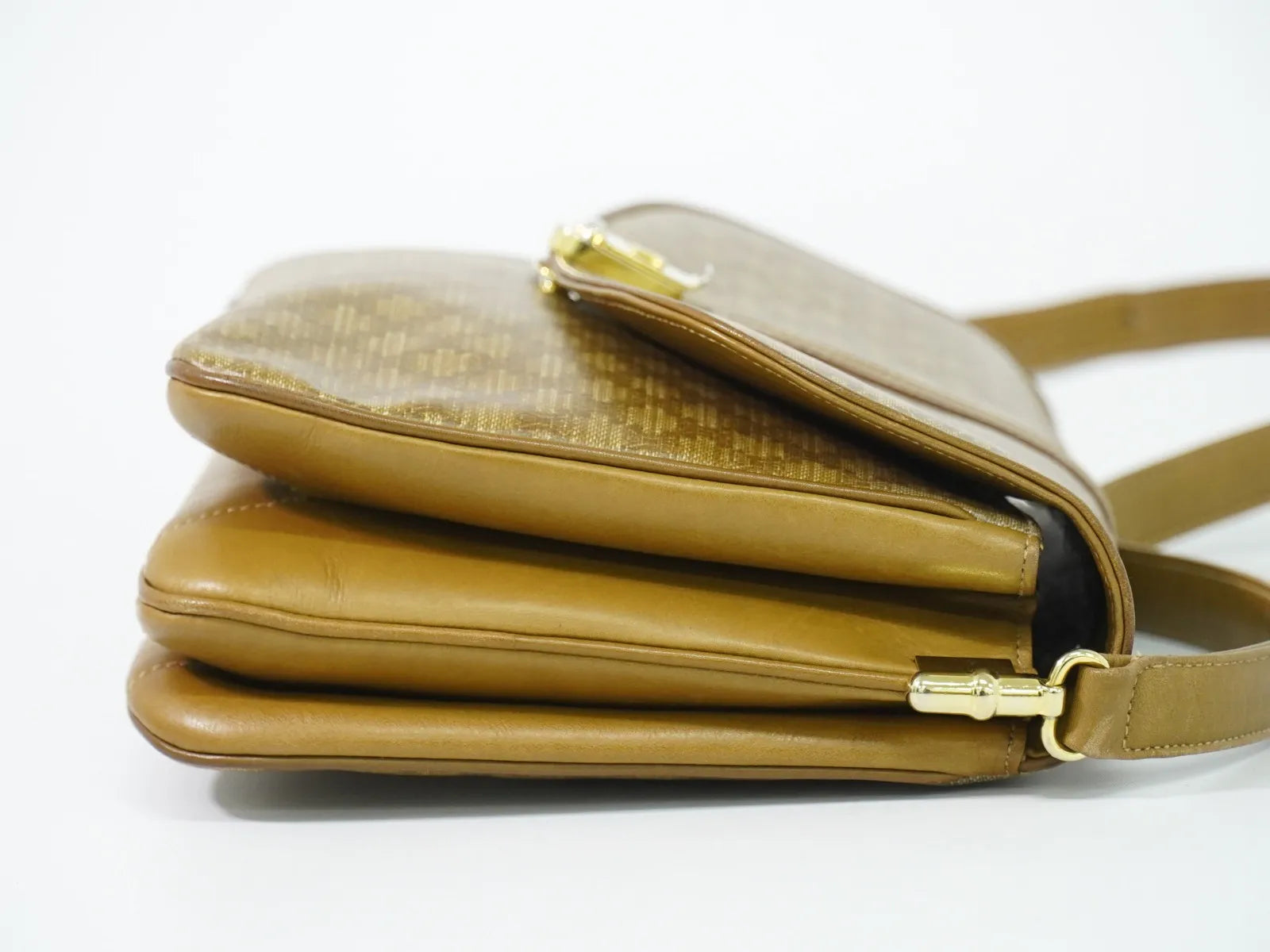 Celine Vintage Macadam Canvas And Leather Beige Canvas Shoulder Bag Bag (Pre-Owned)