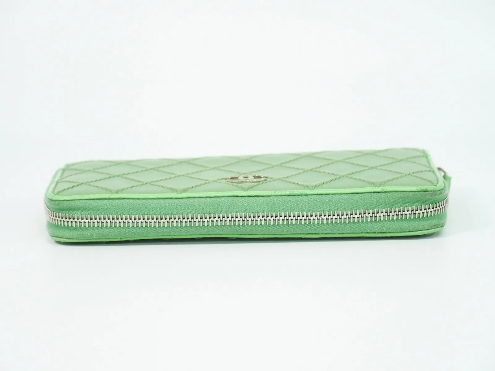 Chanel Wild Stitch Topics Wallet Lambskin Green Leather Wallets Accessory (Pre-Owned)