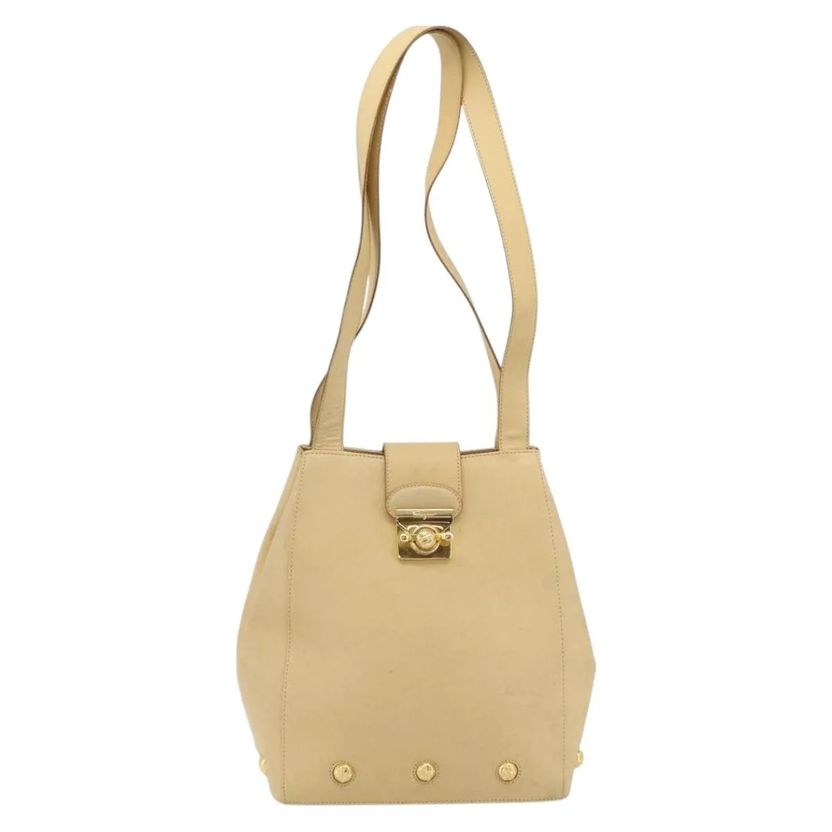 Salvatore Ferragamo Vintage Leather Beige Leather Shoulder Bag Bag (Pre-Owned)