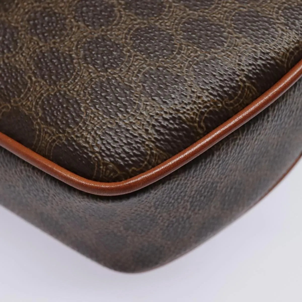 Celine Vintage Macadam Circle Logo Canvas And Leather Brown Canvas Shoulder Bag Bag (Pre-Owned)