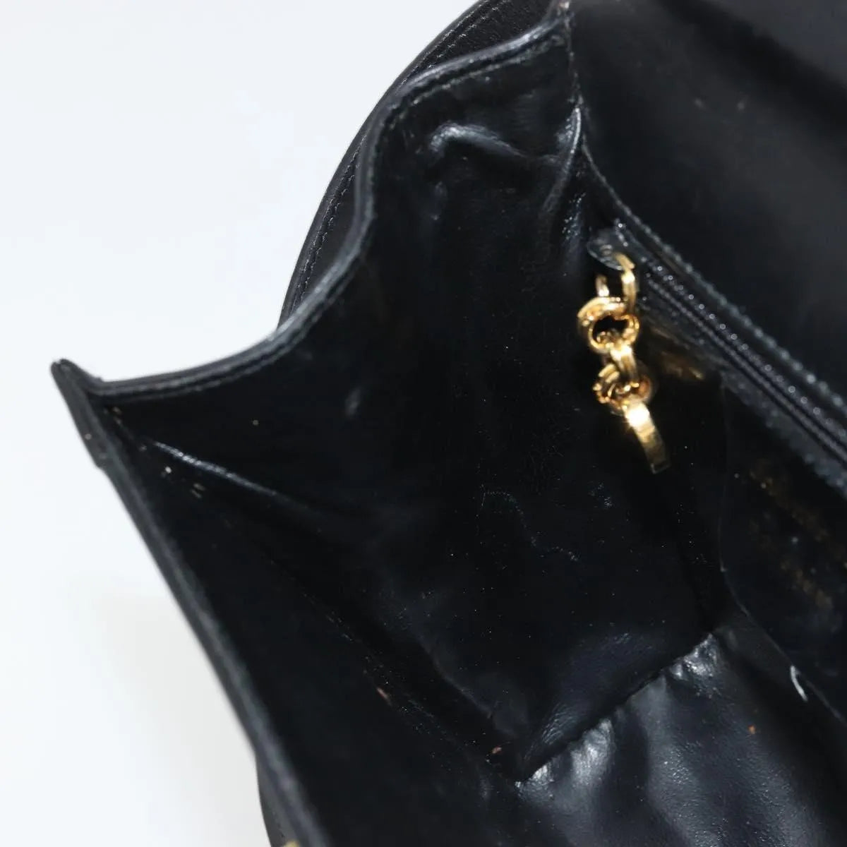 Salvatore Ferragamo Gancini Flap Leather Black Leather Shoulder Bag Bag (Pre-Owned)