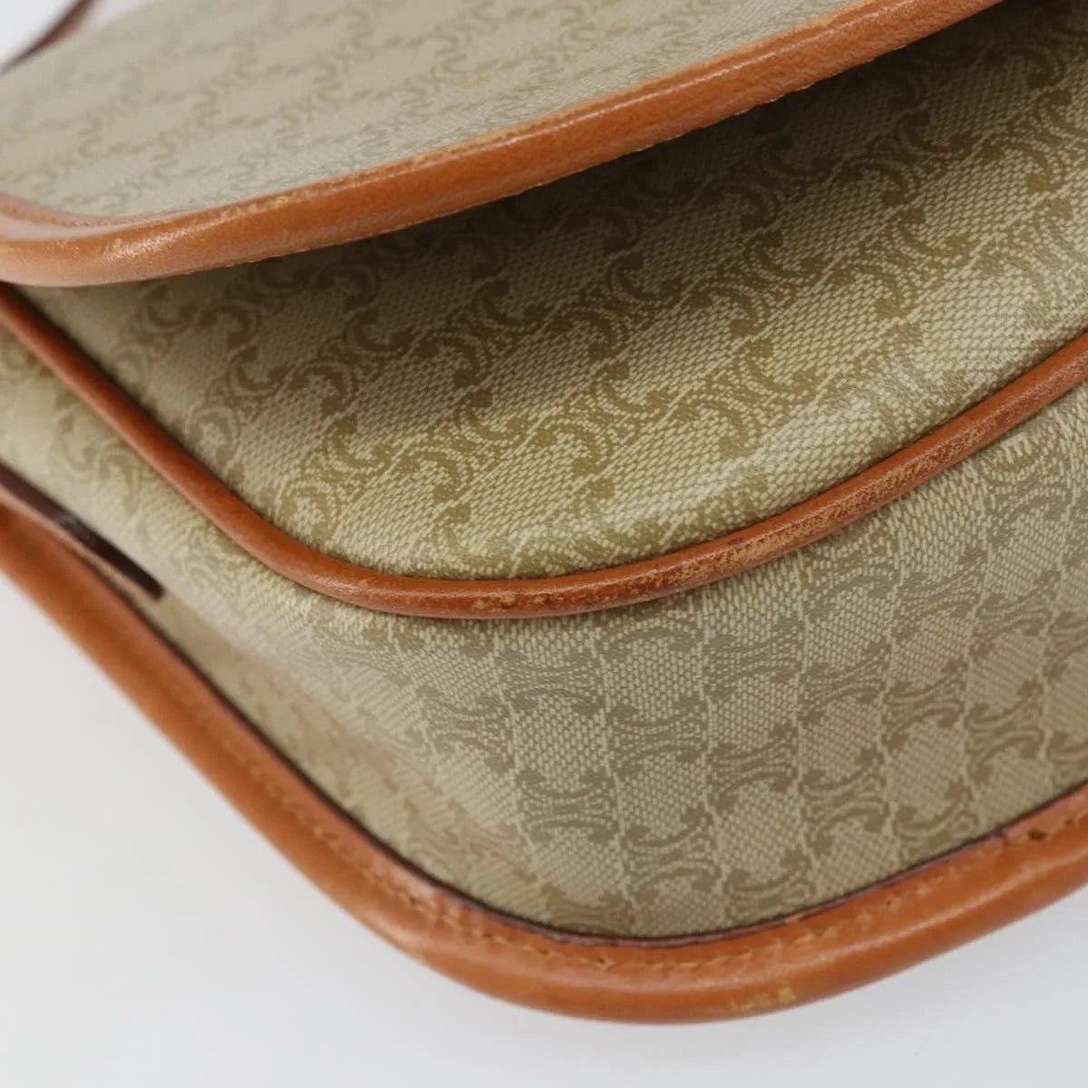 Celine Vintage Macadam Canvas And Leather Beige Canvas Shoulder Bag Bag (Pre-Owned)