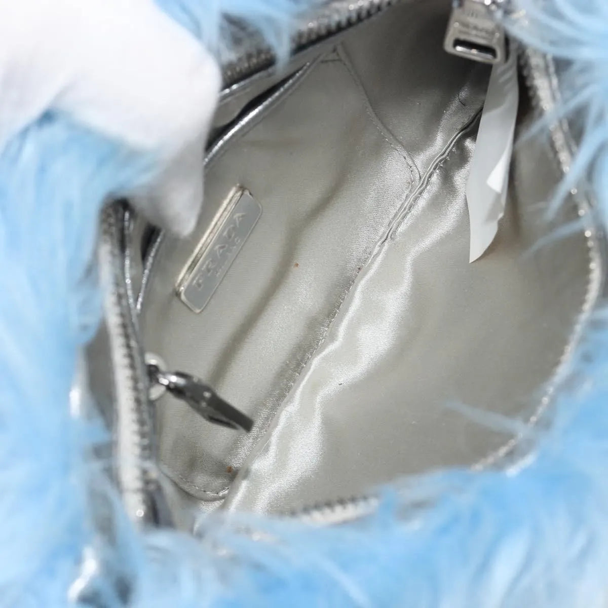 Prada Clutch Faux Fur Blue Fur Clutche & Pouche Bag (Pre-Owned)
