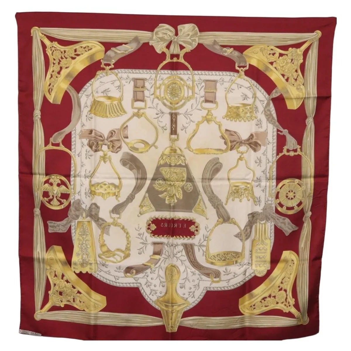 Hermes Carré 90 Silk Multicolor Burgundy Silk Scarve & Shawl Accessory (Pre-Owned)