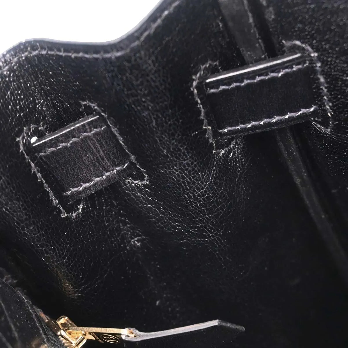 Hermes Kelly Black Box Calf With Gold Hardware Black Leather Handbag (Pre-Owned)
