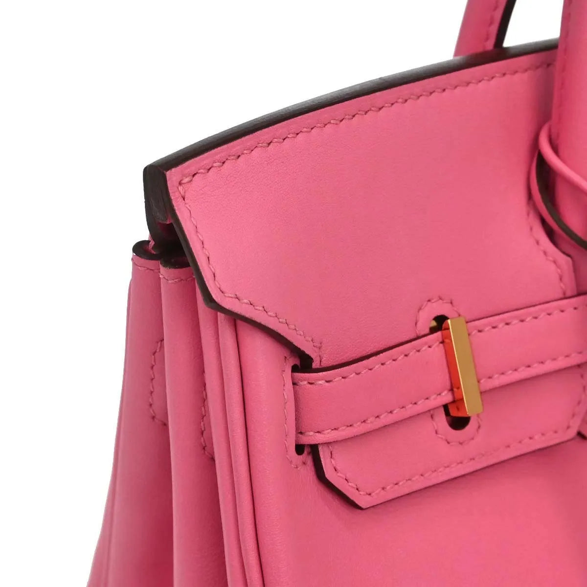 Hermes Birkin Pink Azalea Swift With Gold Hardware Pink Calfskin Handbag (Pre-Owned)