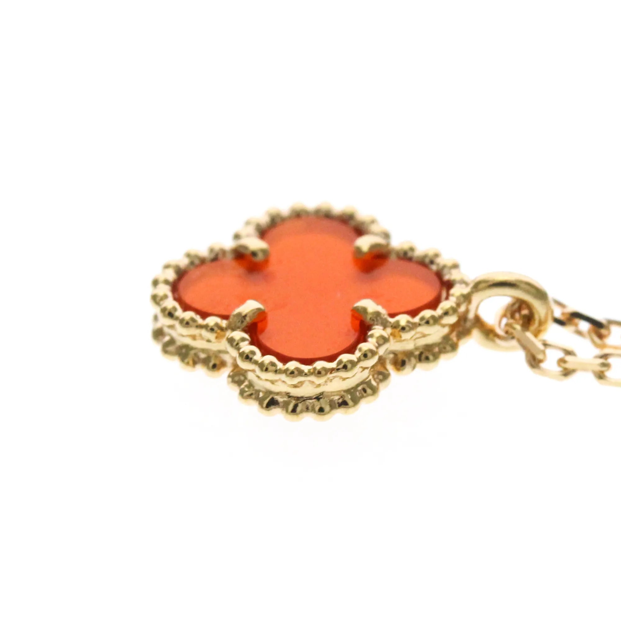 Van Cleef & Arpels Sweet Alhambra Pendant 18K Rose Gold And Carnelian Gold Pink_Gold Necklace Jewelry (Pre-Owned)